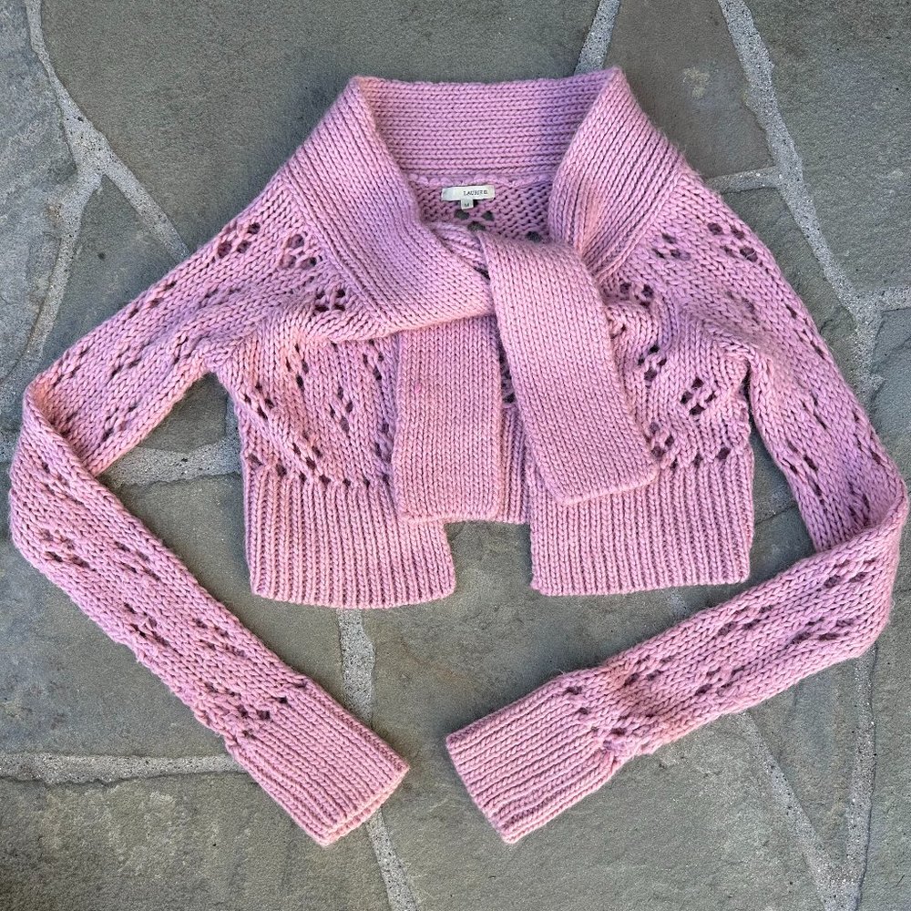 Cropped Pink Tied Cardigan